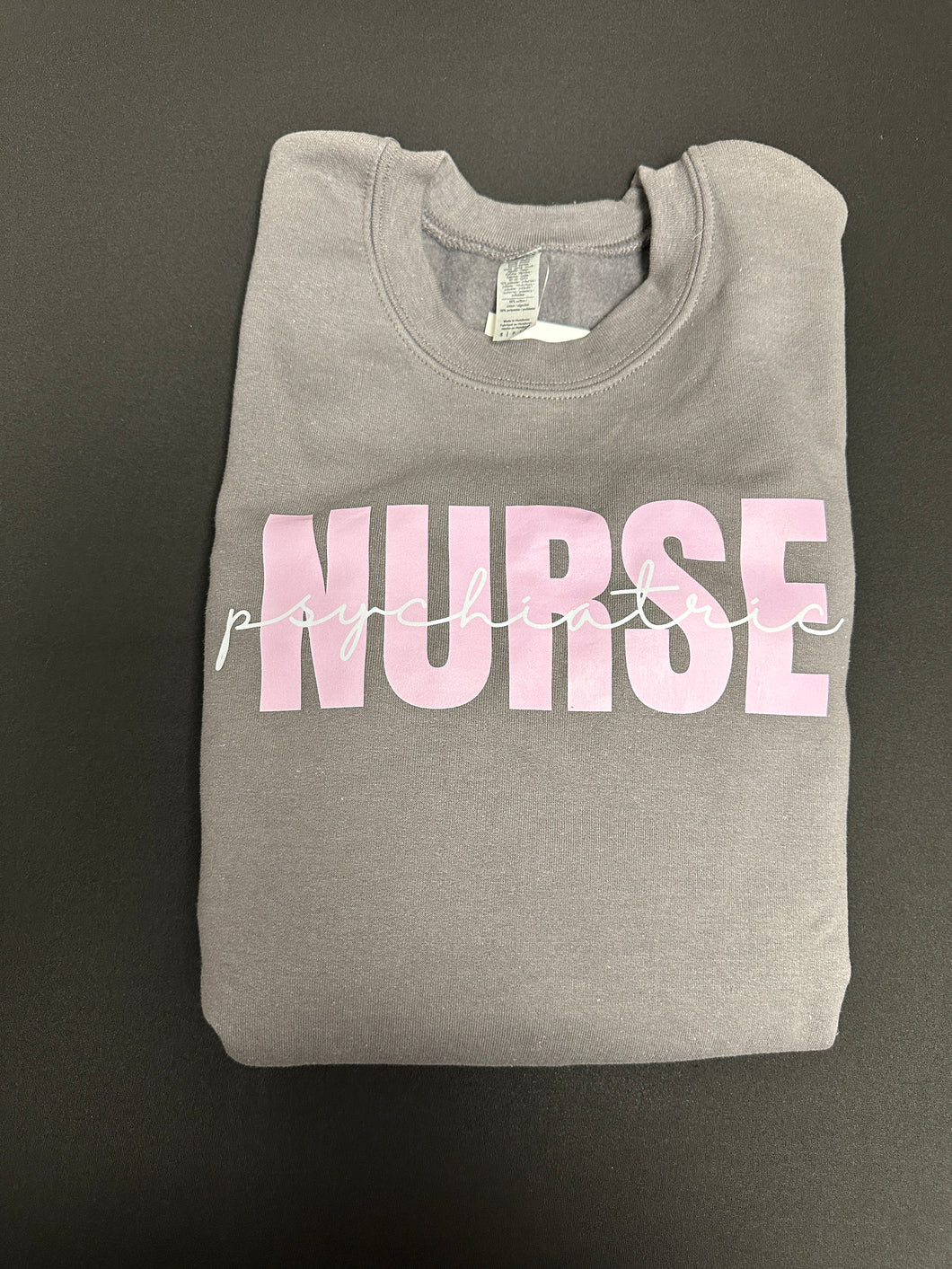 Pink Psych Nurse - Grey Crewneck -S